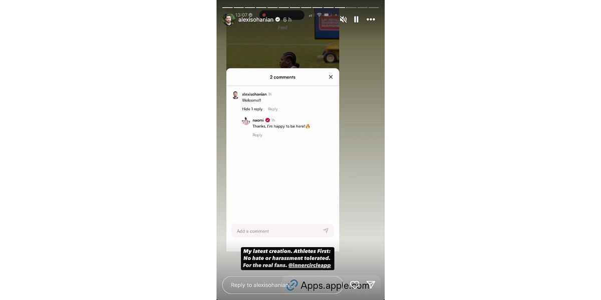 Alexis Ohanian's Instagram story
